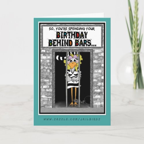 Birthday Behind Bars Jailbird Birthday card