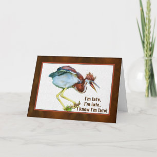 Birthday, Belated, Tricolored Heron, Humorous Card