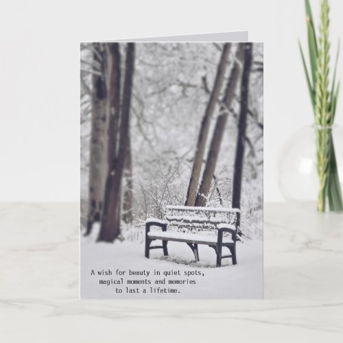 Birthday Bench In Winter Woods Card