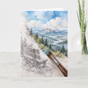 Birthday Bench Overlooking Mountain Valley Card