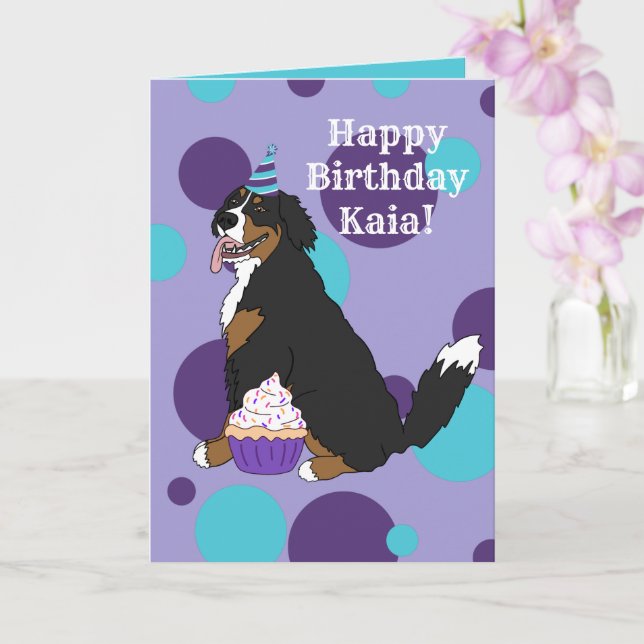 Birthday Bernese Mountain Dog  Card (Orchid)