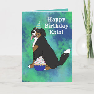 Birthday Bernese Mountain Dog  Letterpress Thank You Card