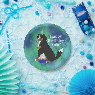Birthday Bernese Mountain Dog  Paper Plates