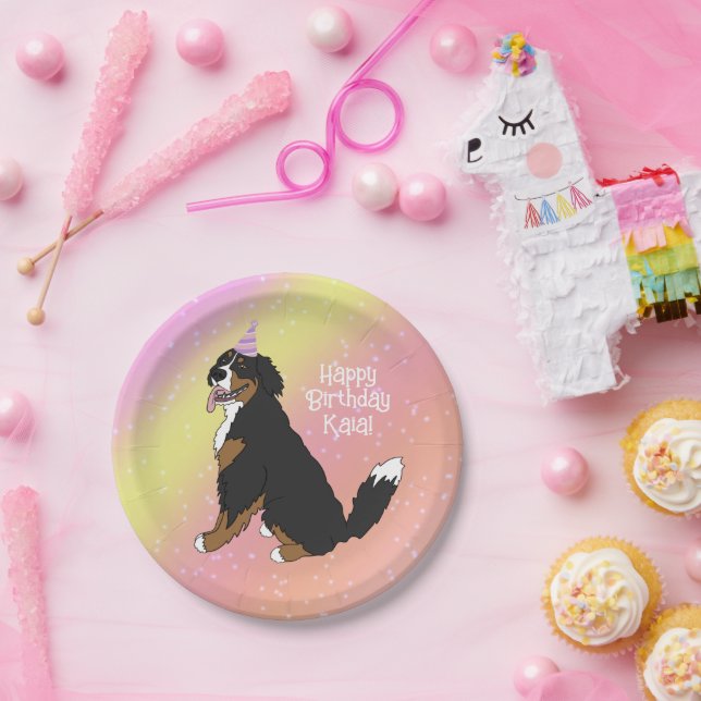 Birthday Bernese Mountain Dog  Paper Plates (Party)