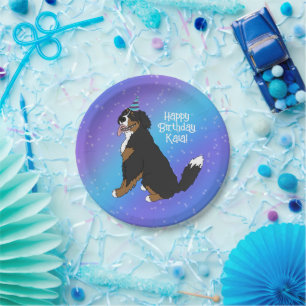 Birthday Bernese Mountain Dog  Paper Plates