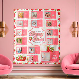Birthday Berry First Custom Photo Backdrop Banner