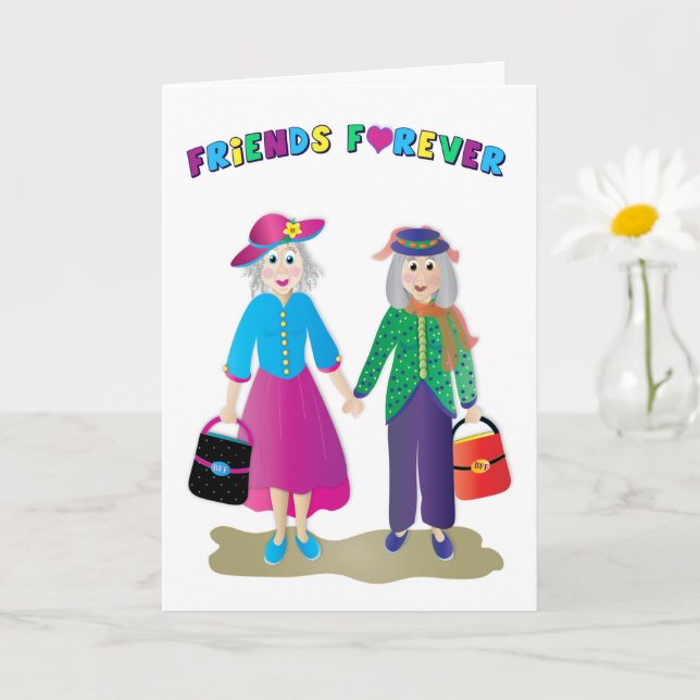 Birthday Best BFF Older & Gray Holding Hands Card (Small Plant)