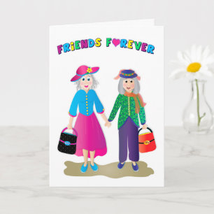 Birthday Best BFF Older & Gray Holding Hands Card