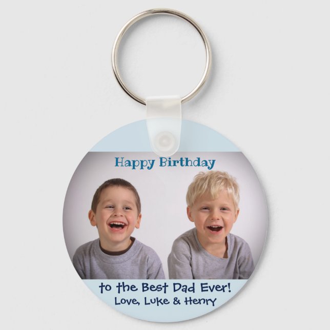 Birthday Best Dad Ever Kids Photo Keychain (Front)
