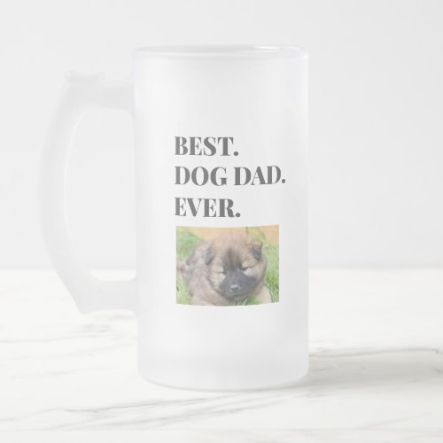 Birthday Best Dog Dad Ever Photo Frosted Glass Beer Mug