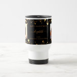 Birthday best friends black gold photo travel mug<br><div class="desc">A gift from friends for a woman's 21st (or any age) birthday. Personalize and 2 of your own photos, her name, age 21 and your names. Golden text. A chic, classic black background color. Her name is written with a modern hand lettered style script with swashes. Decorated with faux gold...</div>