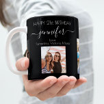 Birthday best friends black photo names coffee mug<br><div class="desc">A gift from friends for a woman's 21st birthday, celebrating her life with 3 of your photos of her, her friends, family, interest or pets. Personalize and add her name, age 21 and your names. White colored letters. A chic, classic black background. Her name is written with a modern hand...</div>