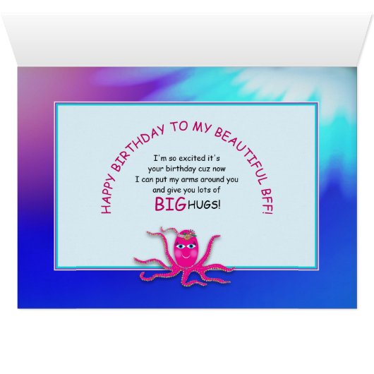 Birthday, BFF, FRIEND, Humourous, Sassy Octopus (Inside Horizontal (Bottom))