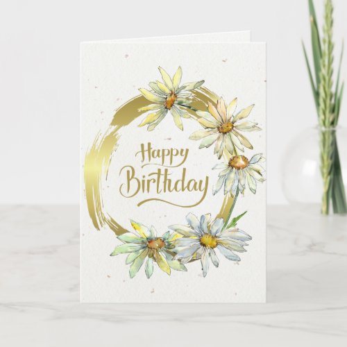 Birthday Bible Verse Gold Frame Daisies Card