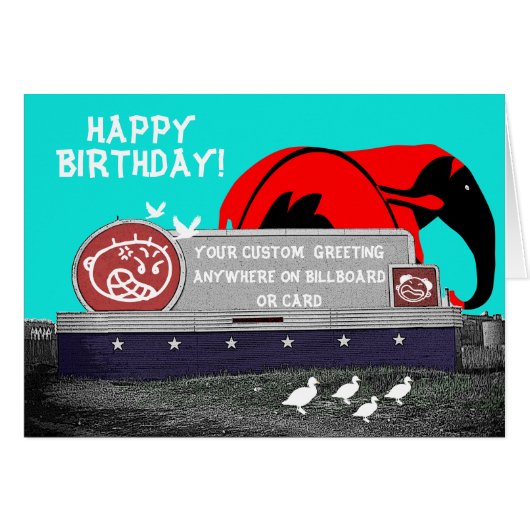 BIRTHDAY BILLBOARD CUSTOM W/ ELEPHANT DUCKS BIRD (Front Horizontal)