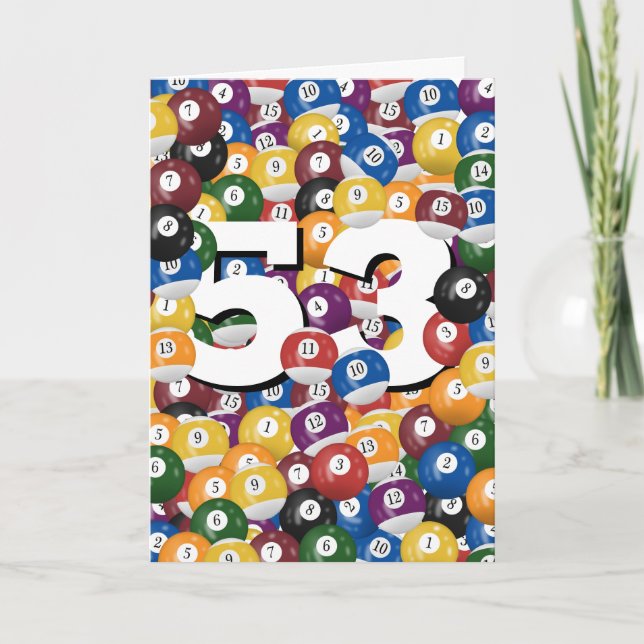 Birthday Billiard Balls For 53rd Birthday Card (Front)