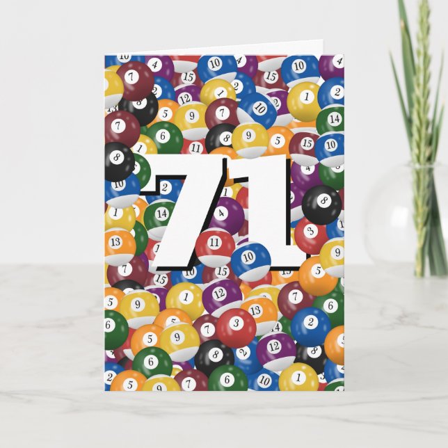 Birthday Billiard Balls For 71st Birthday Card (Front)