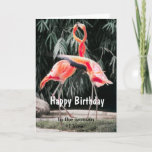 Birthday Bird Couple Woman I love Card<br><div class="desc">Custom Happy Birthday,  to the Woman I love with cuddling Pink Flamingos Birds</div>