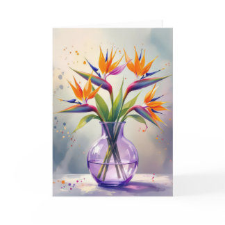 Birthday Bird of Paradise Flower Bouquet  Card