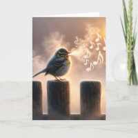 Birthday Bird Singing In Morning Mist