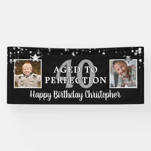 Birthday Black AGED TO PERFECTION 2 Photo Banner