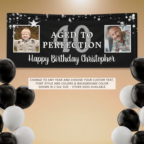 Birthday Black AGED TO PERFECTION 2 Photo Banner