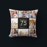 birthday black and gold photo collage  throw pillow<br><div class="desc">birthday modern black and gold photo collage invitation. Modern script text design. Part of a collection. edit the age to suit your occasion</div>