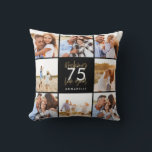 birthday black and gold photo collage  throw pillow<br><div class="desc">birthday modern black and gold photo collage invitation. Modern script text design. Part of a collection. edit the age to suit your occasion</div>