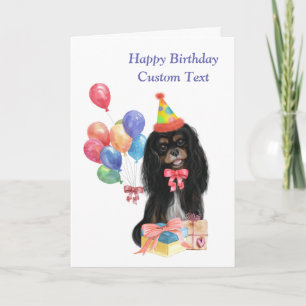 Birthday Black and Tan Cavalier Spaniel Card
