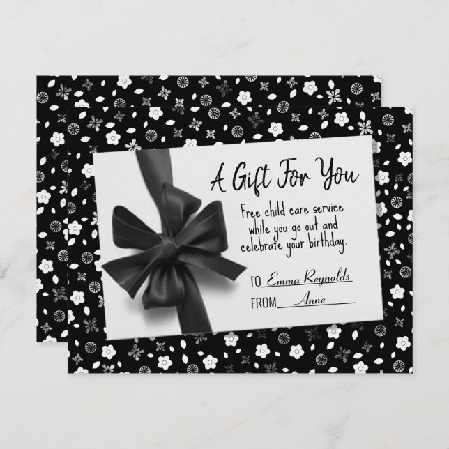 Birthday Black Bow Gift Card (Front/Back)
