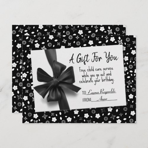 Birthday Black Bow Gift Card