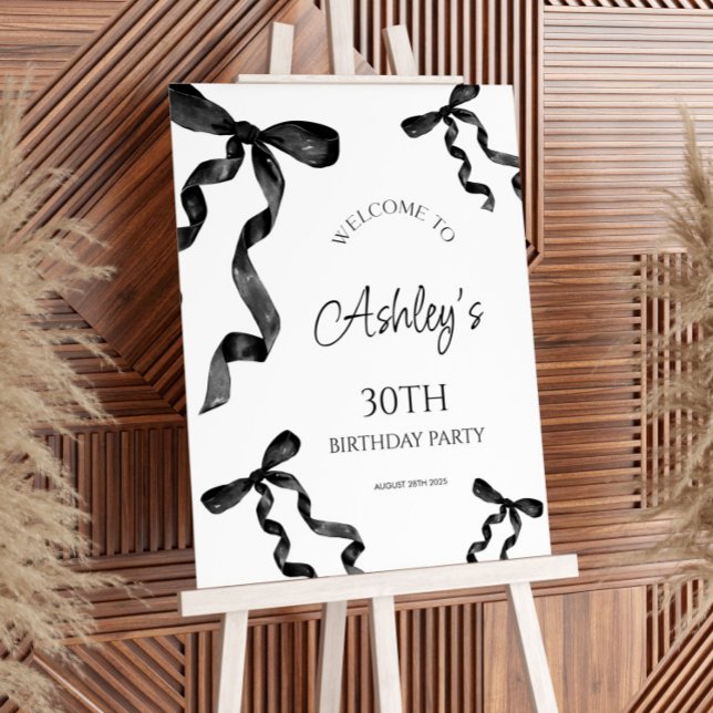Birthday Black Bow Welcome Sign (Creator Uploaded)