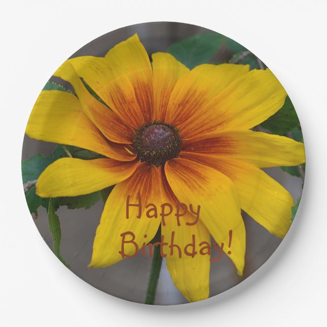 Birthday Black-Eyed Susan Paper Plates (Front)