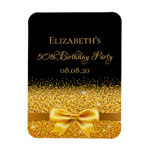Birthday black gold bow save the date magnet