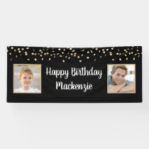 Birthday Black Gold Confetti Streamers Custom Text Banner