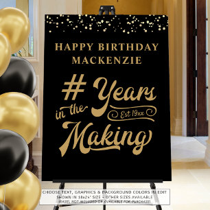 Birthday Black Gold Confetti Years in the Making Foam Board