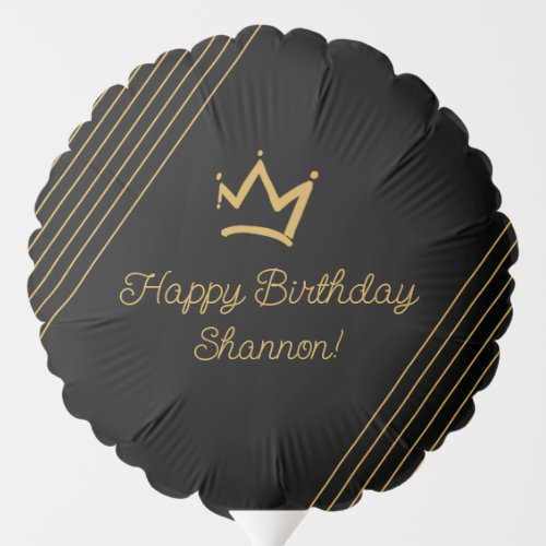 Birthday Black Gold Crown Balloon