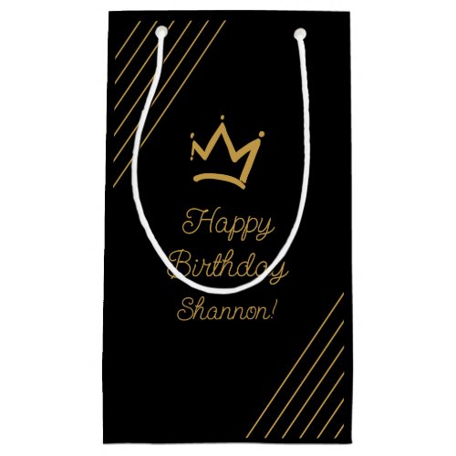 Birthday Black Gold Crown Small Gift Bag