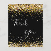 Birthday black gold glitter budget thank you card (Front)