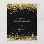 Birthday black gold glitter budget thank you card (Back)