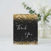 Birthday black gold glitter budget thank you card (Standing Front)