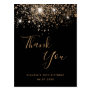 Birthday black gold glitter glamorous thank you  postcard