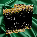Birthday black gold glitter thank you card<br><div class="desc">A feminine and elegant birthday thank you card. A black background color. With faux gold glitter dust. On front large hand lettered script and the text: Thank You.
Back: Personalize and add Your thank you note and name. The name is written with a modern hand lettered style script.</div>