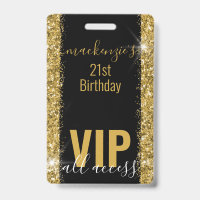 Birthday Black Gold Glitter VIP Party Invitation