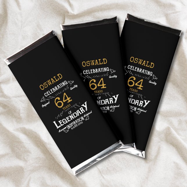 Birthday Black Gold Hershey Bar Favors (Personalized black and gold birthday Hershey bar covers.)