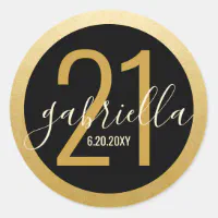 LARGE AGE NUMBER modern 18 gold glitter Classic Round Sticker, Zazzle