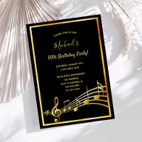 Birthday black gold music notes