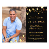 Birthday black gold photo budget Save the Date Flyer (Front)