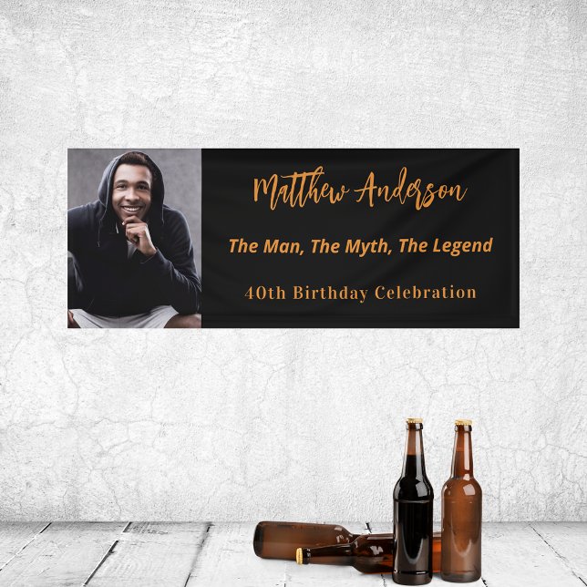 Birthday black gold photo man myth legend banner (Creator Uploaded)