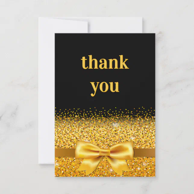 Birthday black gold sparkle elegant luxurious thank you card | Zazzle